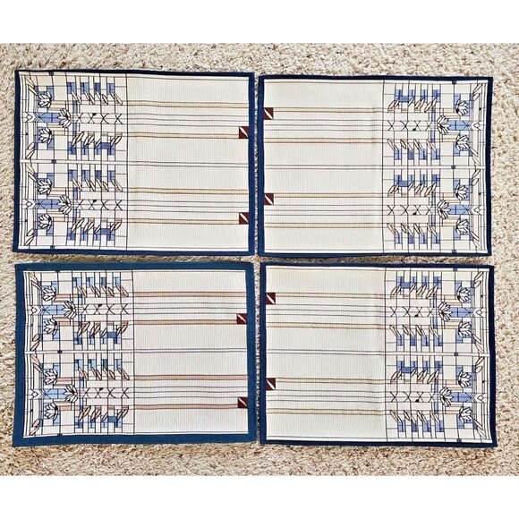 Rennie & Rose Arts & Crafts Floral Window Tapestry Table Runner & Placemats Set - Picture 8 of 16